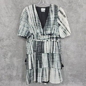 Saylor Syden Mini Tassels Dress XS Black White Tie Dye Glittery Golden Dots Boho
